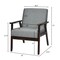 Grey Linen Accent Chair with Rubber Wood Frame Wide Seat and Armrests for Living Room or Bedroom